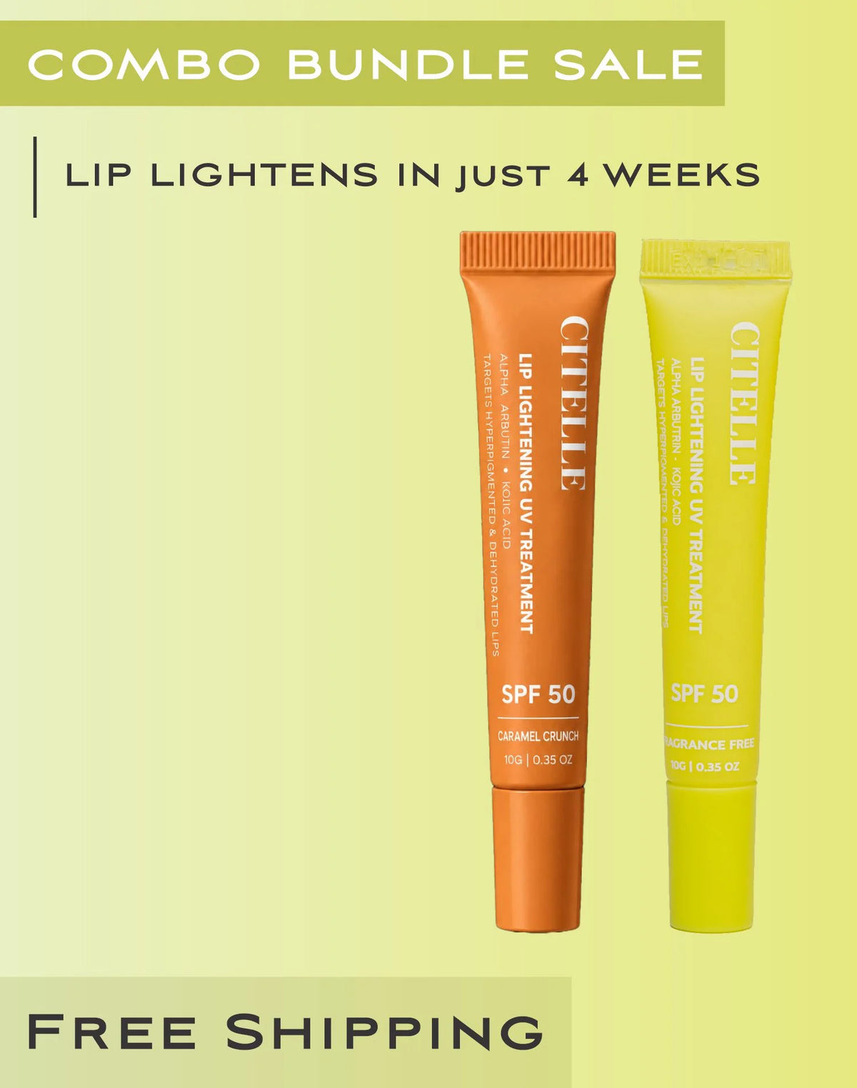 LIP LIGHTENING UV TREATMENT SPF 50 - COMBO BUNDLE -  CARAMEL + FRAGRANCE FREE